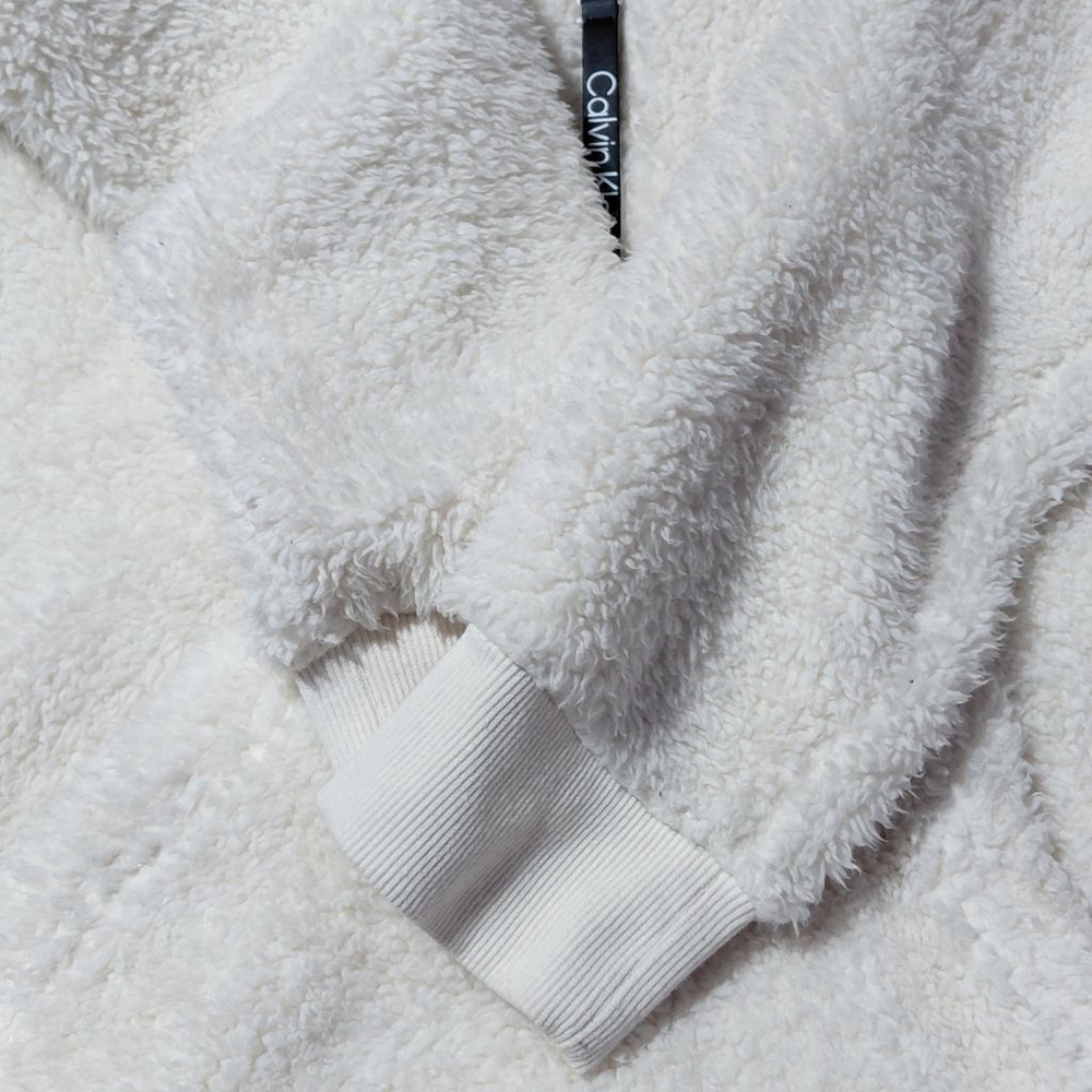 Women's Calvin Klein White Sherpa Hoodie M - Picture 5 of 8